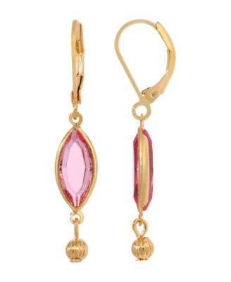 Women's Gold-Tone Crystal Oval Drop Earrings