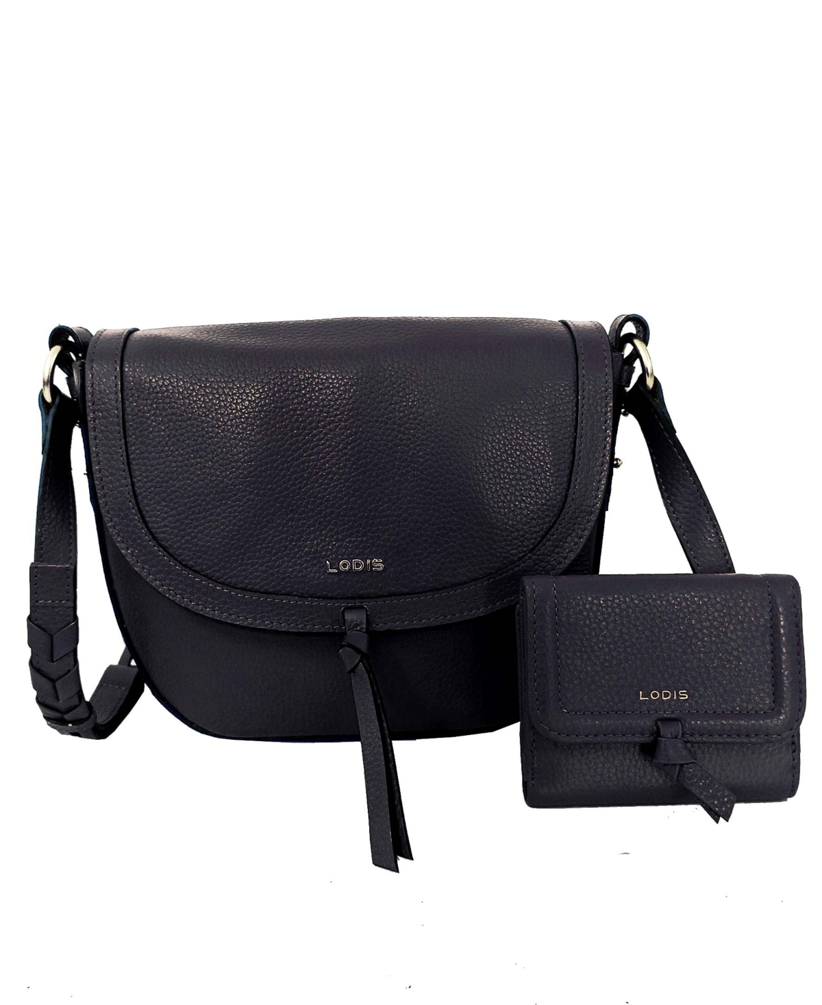 Lodis Women's Ellia Leather Crossbody Bag With Matching Wallet Set, 2 Pieces In Black