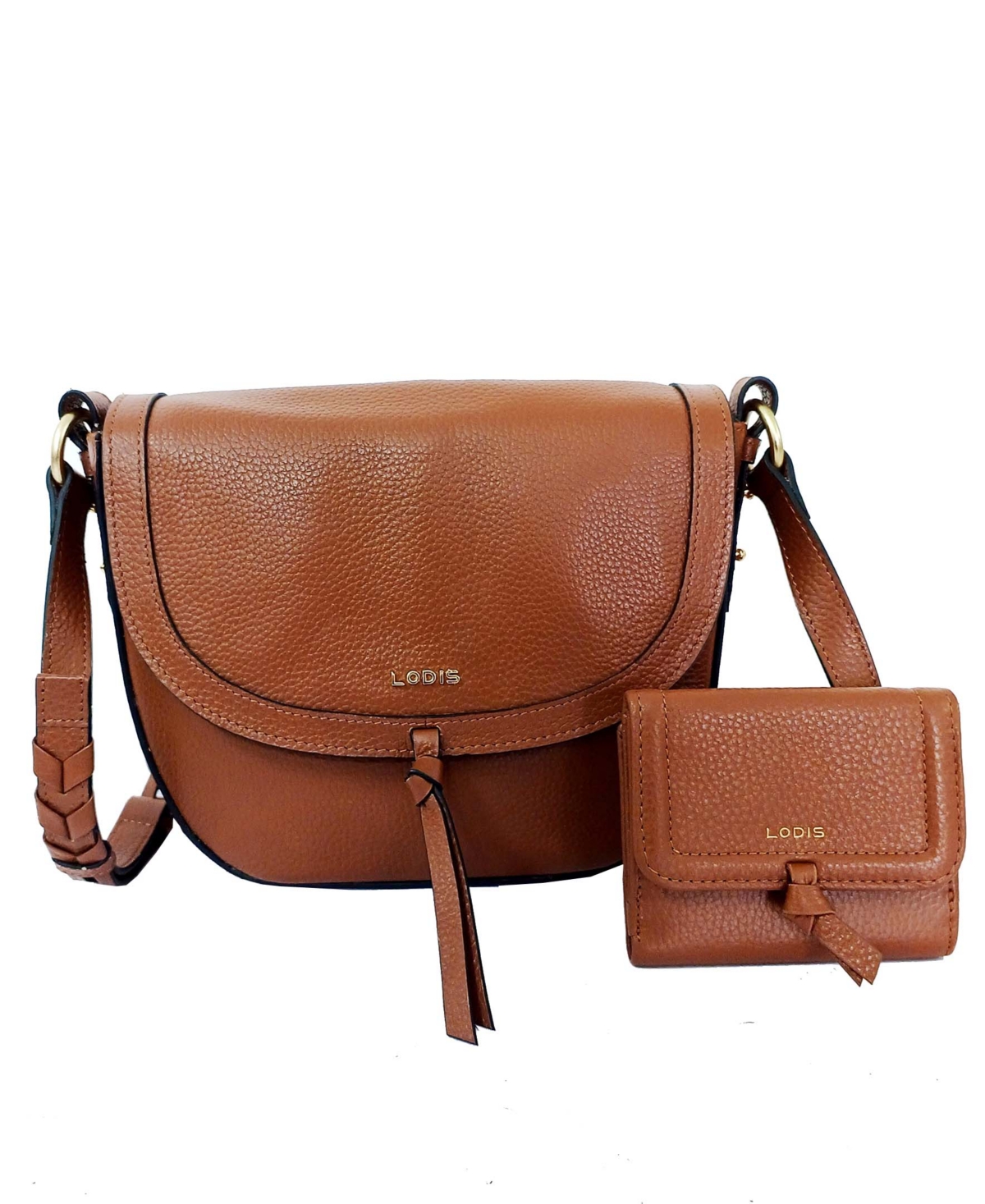 Lodis Women's Ellia Leather Crossbody Bag With Matching Wallet Set, 2 Pieces In Chestnut