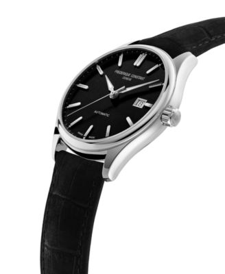 Men's Swiss Automatic Classic Index Black Leather Strap Watch 40mm