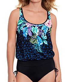 Women's Shirred Neck Blouson Underwire Swimsuit, Created For Macy's