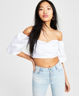 GUESS - Women's Off-the-Shoulder Cropped Blouse