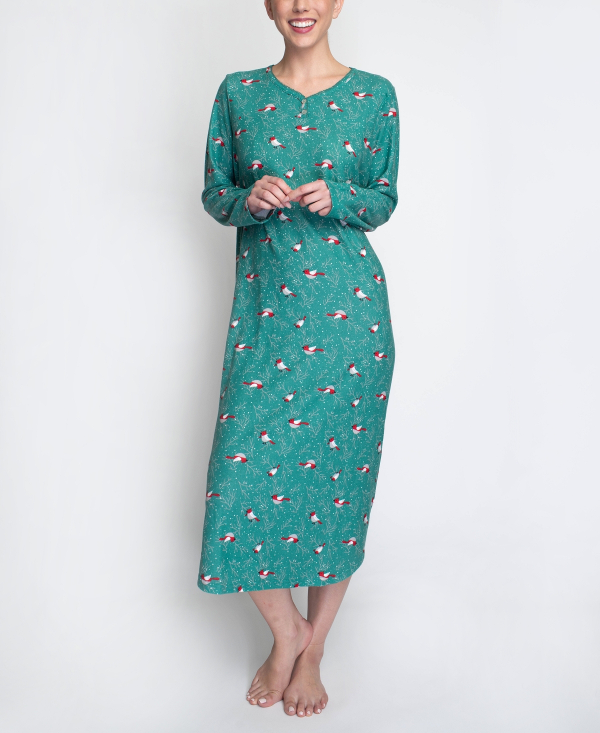 Plus Size Butter Knit Holiday Cardinal Gown - Green