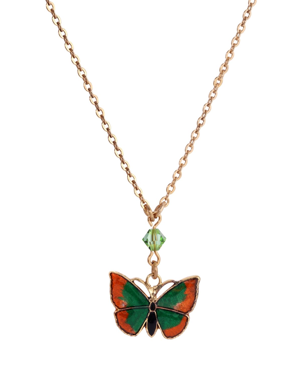 2028 Gold-tone Crystal Butterfly Pendant Necklace In Multi