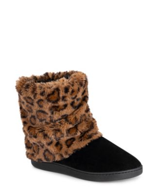 MUK LUKS Women's Raquel Knit Slipper Booties - Faux Fur Lined, Foam Insole, Indoor/Outdoor Sole, Sizes S-XL