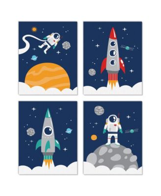 Big Dot Of Happiness Blast Off To Outer Space Unframed Linen Paper Wall ...