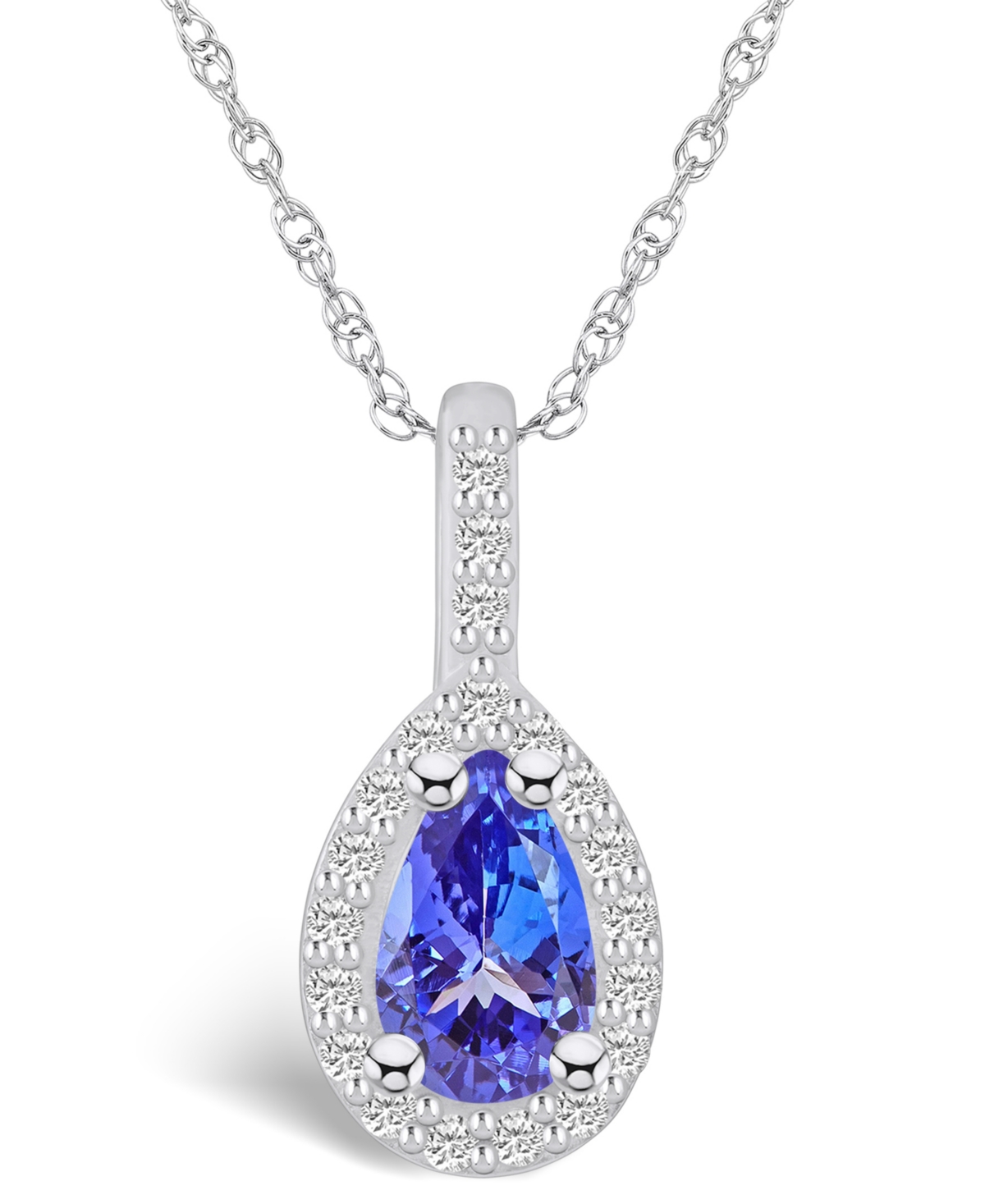Macy's Tanzanite (7/8 Ct. t.w.) and Diamond (1/5 Ct. t.w.) Halo Pendant Necklace