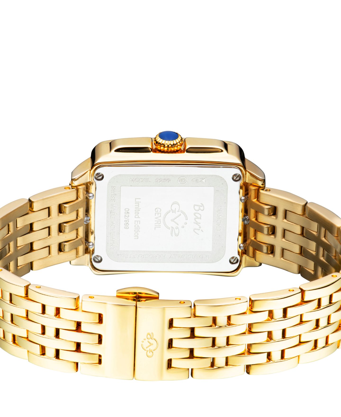 Женские часы GV2 by Gevril Bari Tortoise Swiss Quartz Diamond Accents Ion Plating Gold-Tone Stainless Steel Bracelet Watch 34mm x 30mm — фото 3