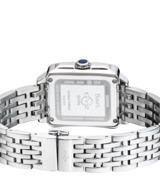 Women's Bari Tortoise Swiss Quartz Diamond Accents Silver-Tone Stainless Steel Bracelet Watch 34mm x 30mm