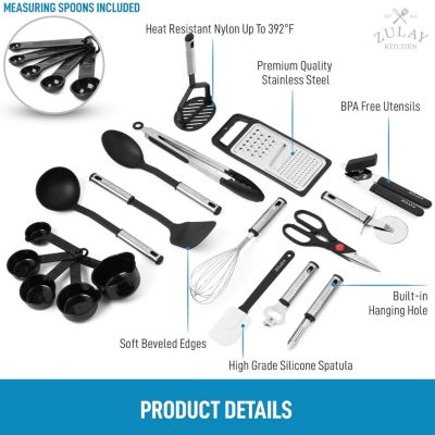 23 Piece Nylon Kitchen Utensils Nylon & Stainless Steel Cooking Utensils Set