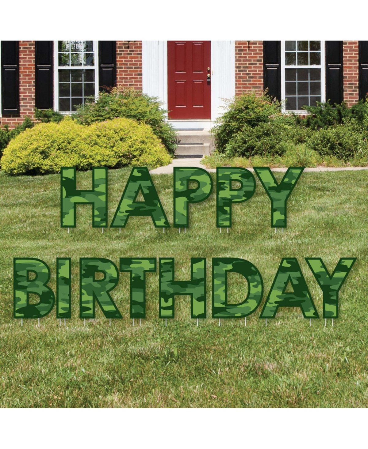 Camo Hero - Outdoor Lawn Decor - Army Military Yard Signs - Happy Birthday