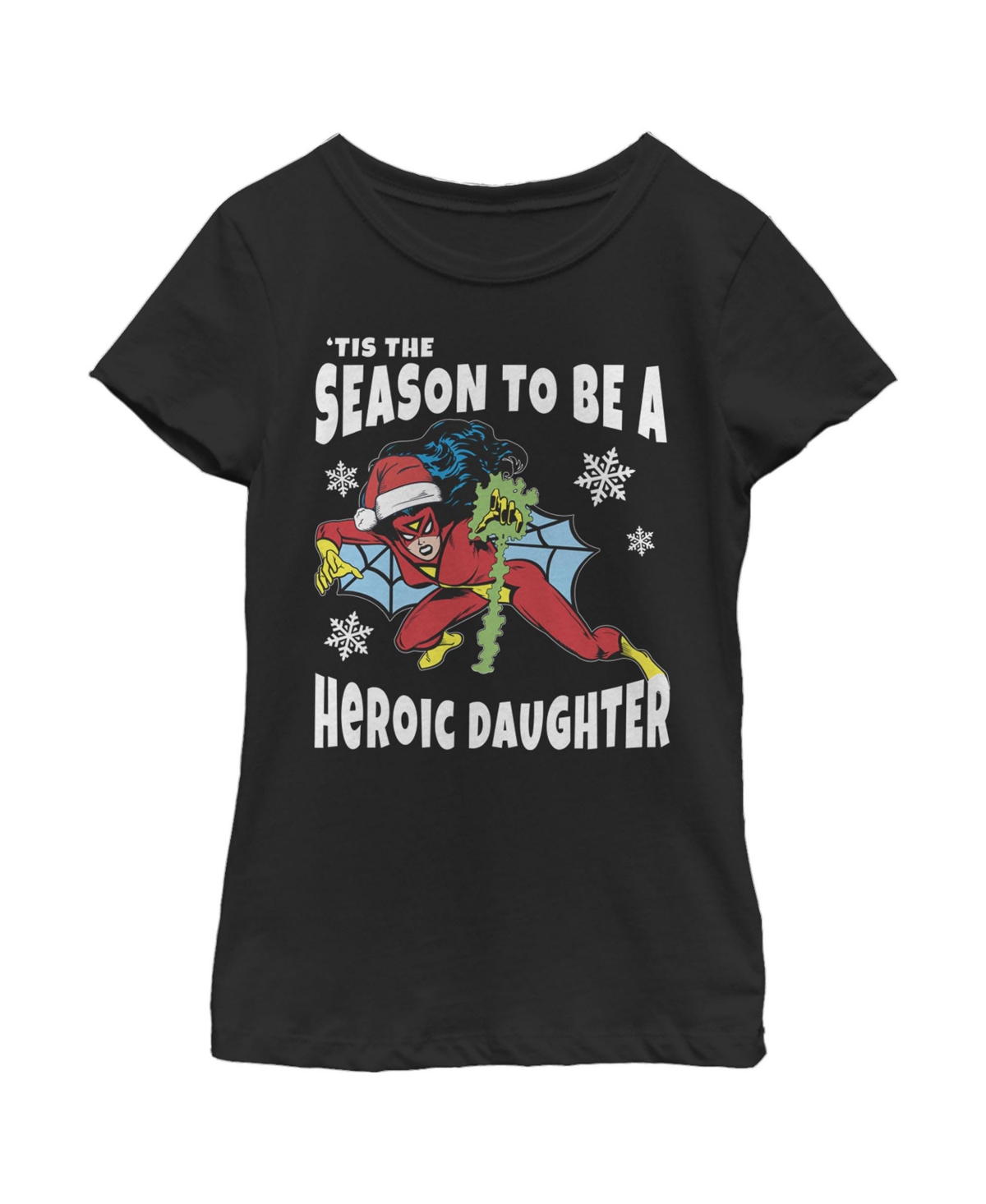 Girl's Marvel Christmas Spider-Woman Heroic Daughter Child T-Shirt - Black