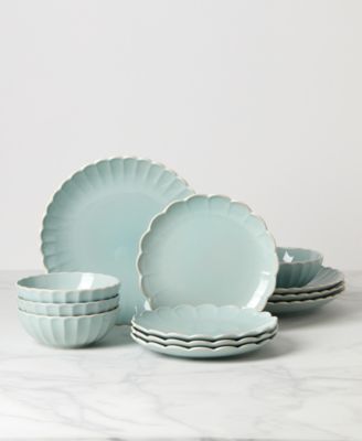 French Perle Scallop 12 Pc. Dinnerware Set, Service for 4