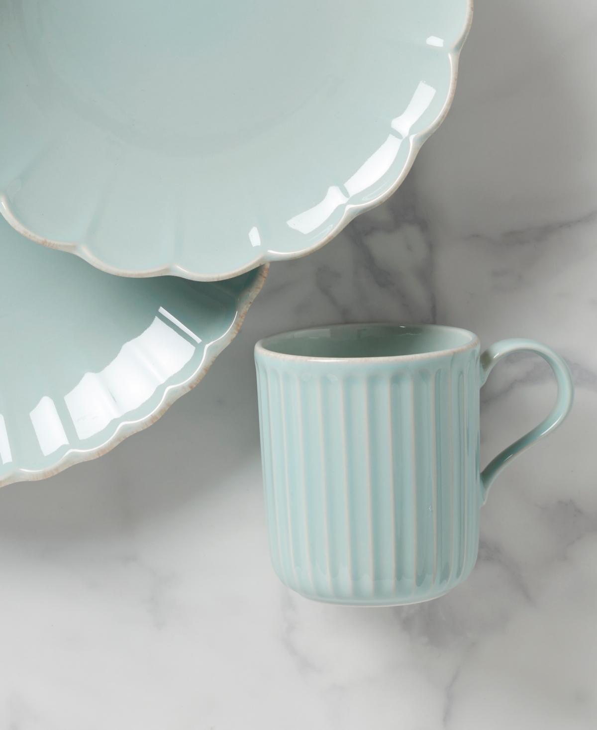 Lenox French Perle Scallop 4pc Mug Set In White