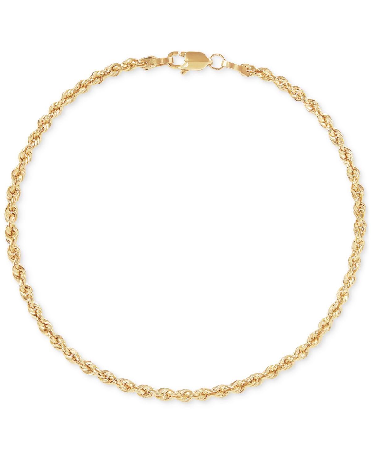 Macy's Glitter Rope Link Ankle Bracelet In 10k Gold