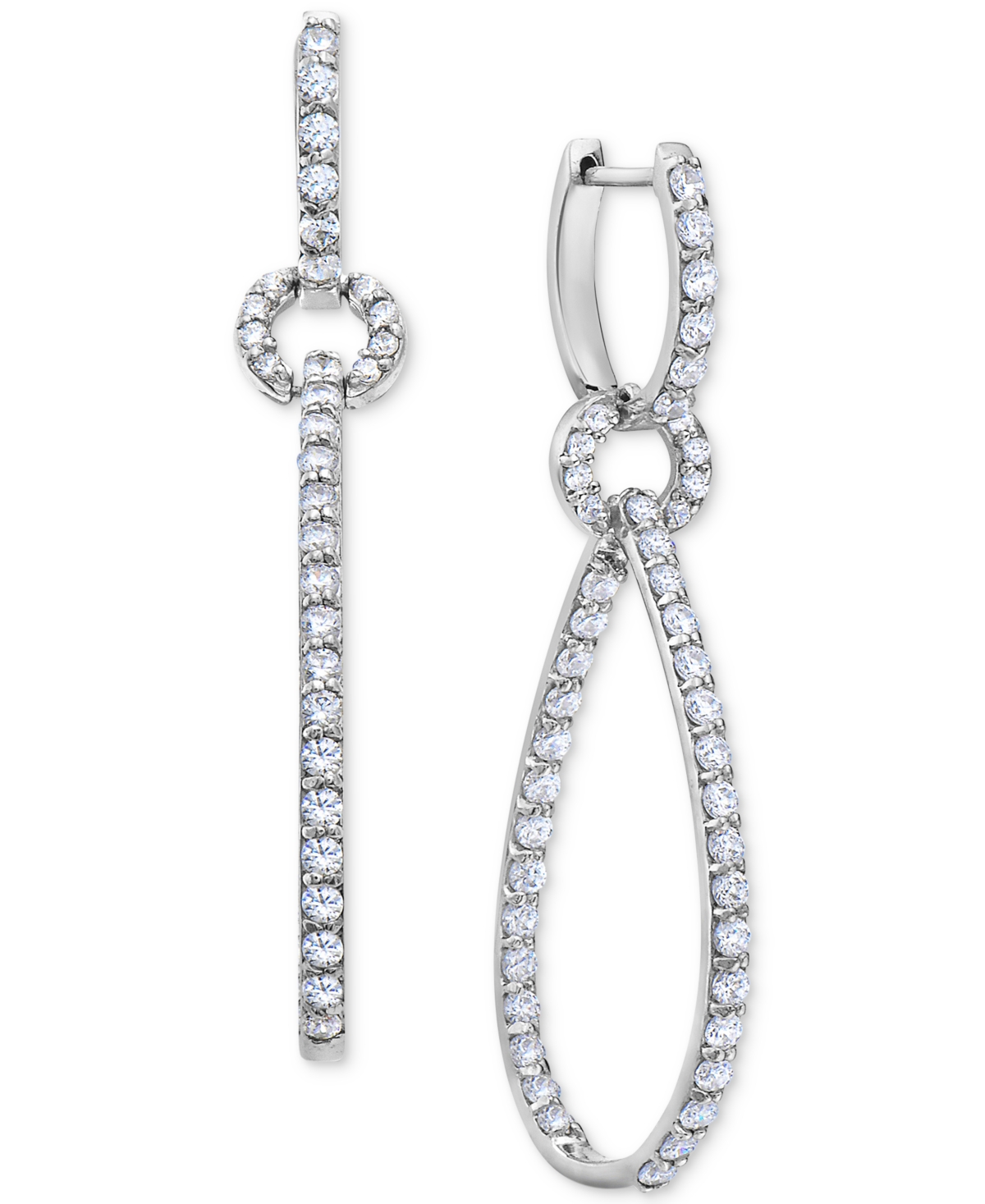 Macy's Diamond Elongated Loop In & Out Drop Earrings (2 Ct. T.w.) In 14k White Gold