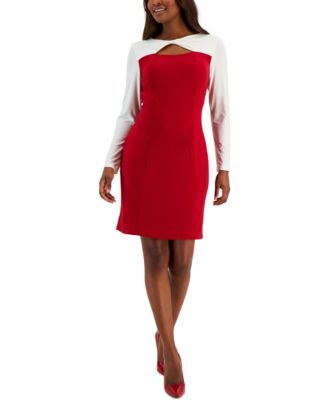 Kasper - Women's Colorblock Knot-Neck Bodycon Dress