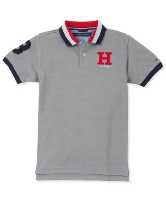 Toddler and Little Boys Striped Collar Embroidered Matt Polo