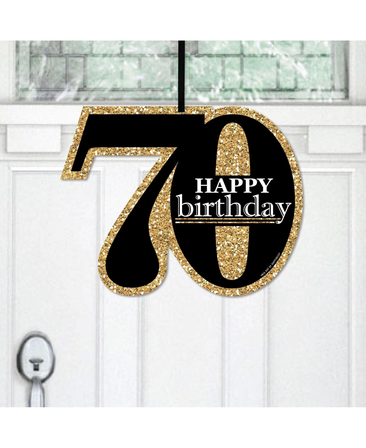 Adult 70th Birthday - Gold - Hanging Porch Outdoor Front Door Decor - 1 Pc Sign