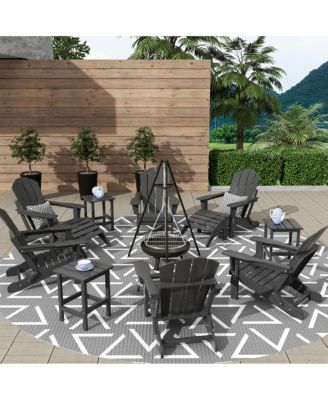 12 Piece Set Outdoor Folding Adirondack Chairs with Ottoman Side Table