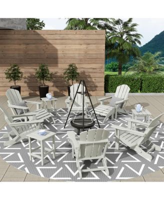 12 Piece Set Outdoor Folding Adirondack Chairs with Ottoman Side Table