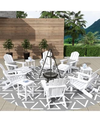 12 Piece Set Outdoor Folding Adirondack Chairs with Ottoman Side Table