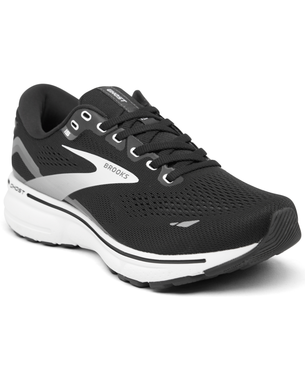 Women's Ghost 15 Wide Width Running Sneakers from Finish Line - Black, Platinum
