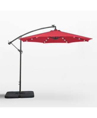 10 Ft Outdoor Solar LED Cantilever Umbrella with Base Weights