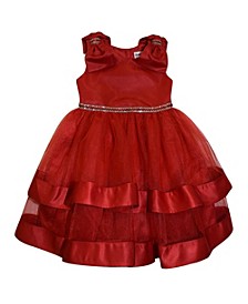 Little Girls Bow-Detailed Sleeveless Fit-and-Flare Tiered Dress