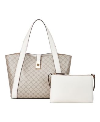 inOne Crossbody Bag Cell Phone Purse - Women PU Leather Handbag with Black  White Stripe Canvas - Monogram