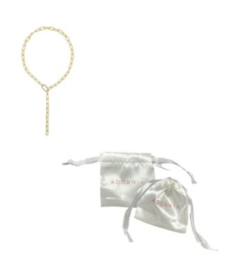 Women's 14K Gold-Tone Plated Y-Shaped Lariat Crystal Lock Necklace