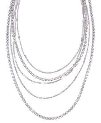  Silver-Tone Plated Layered Necklace Set