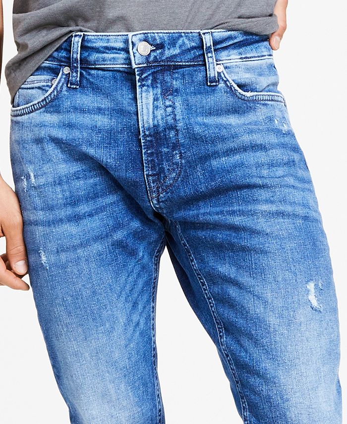 GUESS Men's Skinny-Fit Destroyed Jeans - Macy's