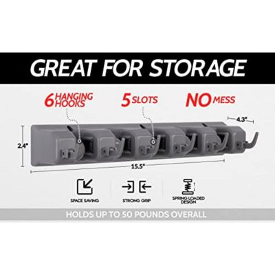 Wall Mount Mop Holder and Broom Hanger (5 Slots)