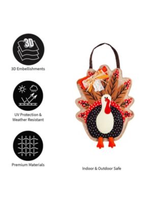 Turkey Burlap Door Decor, 13.30x17.50"H