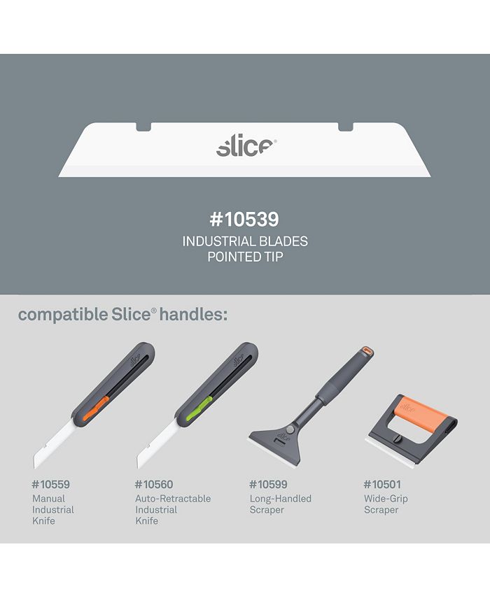 Slice 10539 Replacement Extra Long Industrial Blades - Pointed Tip | Finger-Friendly, Micro