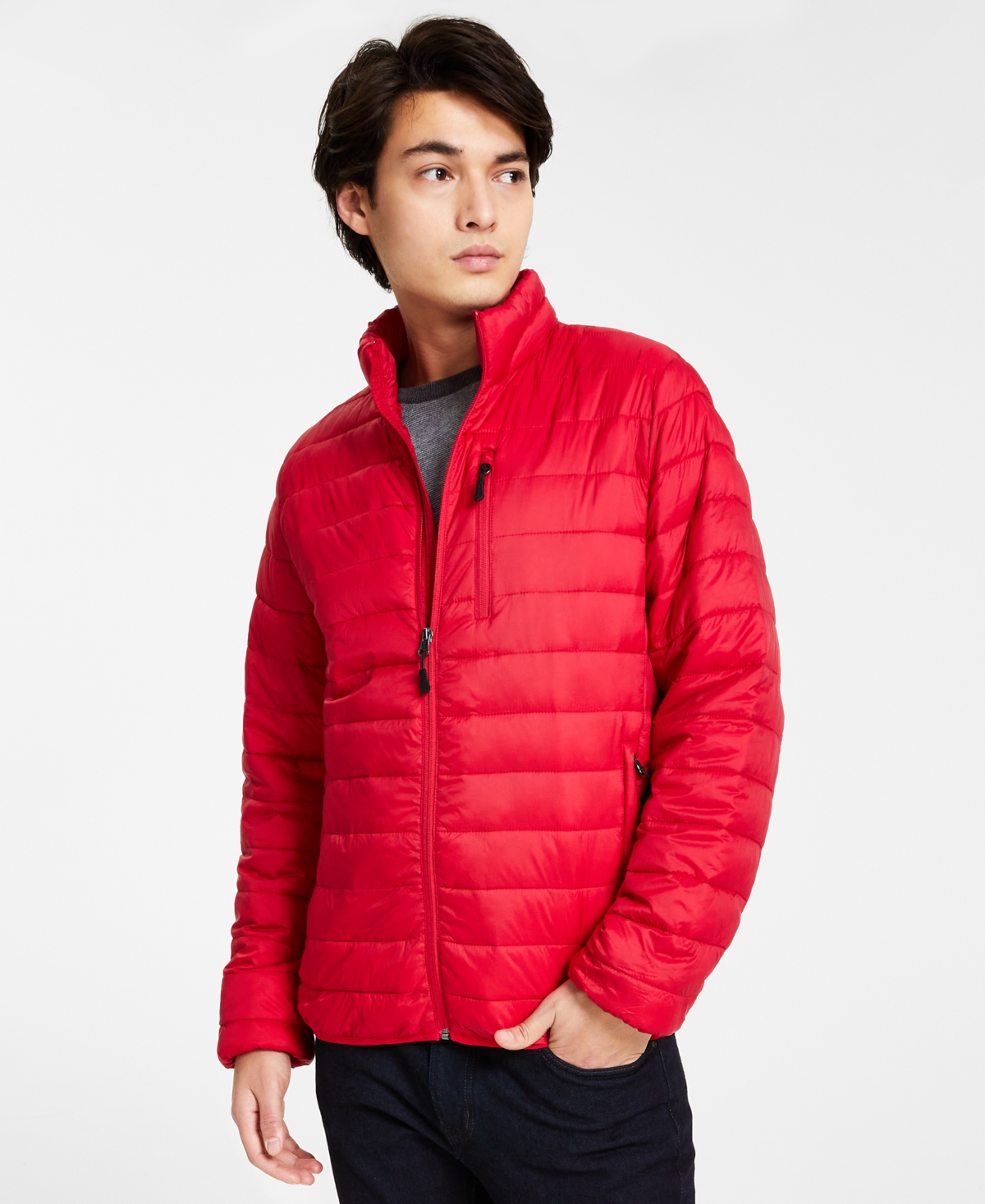 Club Room Men's Quilted Packable Puffer Jacket, Created For Macy's In Orange