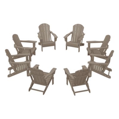 All-Weather Contoured Outdoor Poly Folding Adirondack Chair (Set of 8)
