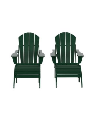 4 Piece Set Classic Folding Adirondack Chair With Footrest Ottoman