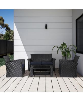 4-Piece Modern Patio Conversation Sofa Set with Cushions