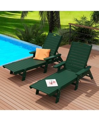 Adirondack Outdoor Chaise Lounge for Patio Garden Poolside (Set of 2)