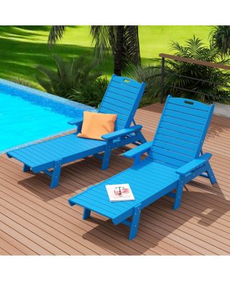 Adirondack Outdoor Chaise Lounge for Patio Garden Poolside (Set of 2)