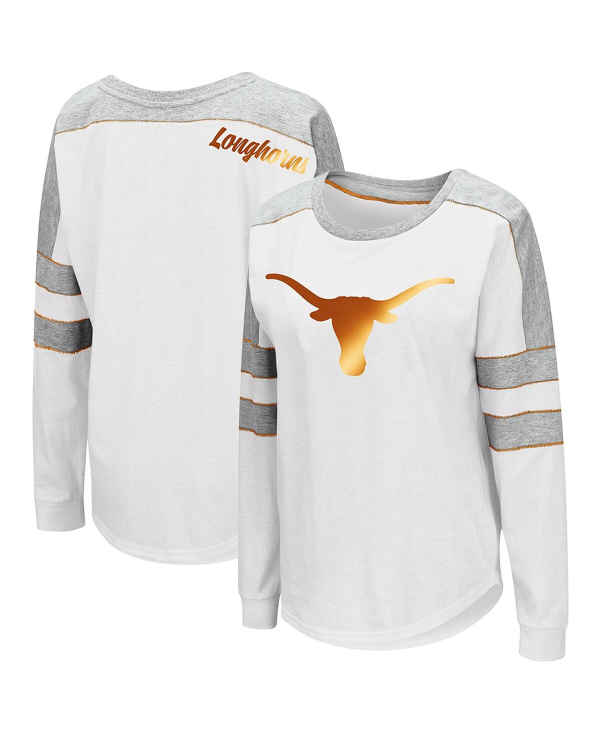 Colosseum Women's  White Texas Longhorns Trey Dolman Long Sleeve T-shirt