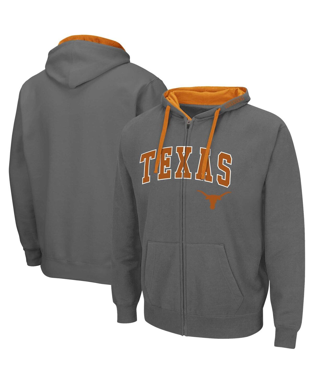 Colosseum Men's  Charcoal Texas Longhorns Arch & Team Logo 3.0 Full-zip Hoodie In Charcoal