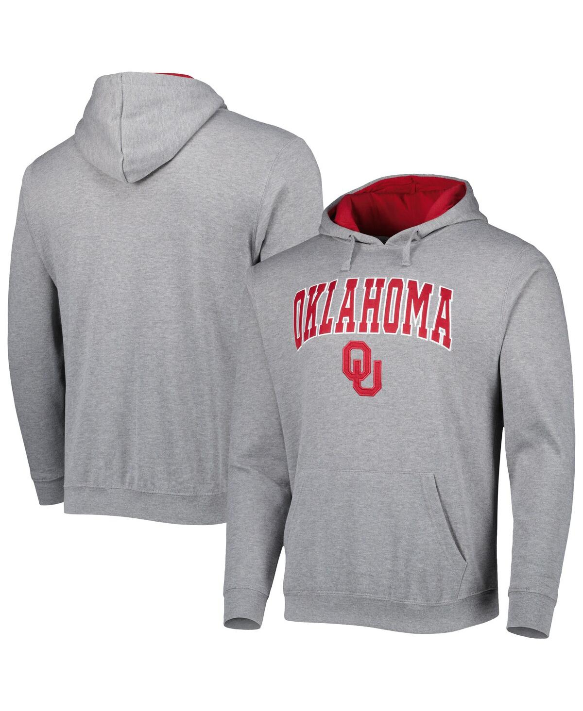 Colosseum Men's  Heathered Gray Oklahoma Sooners Arch & Team Logo 3.0 Pullover Hoodie In Heathered Gray