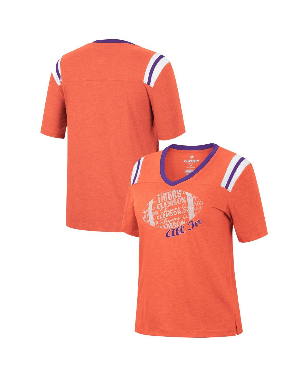 Women's Colosseum Heathered Orange Clemson Tigers 15 Min Early Football V-Neck T-shirt - Heathered Orange