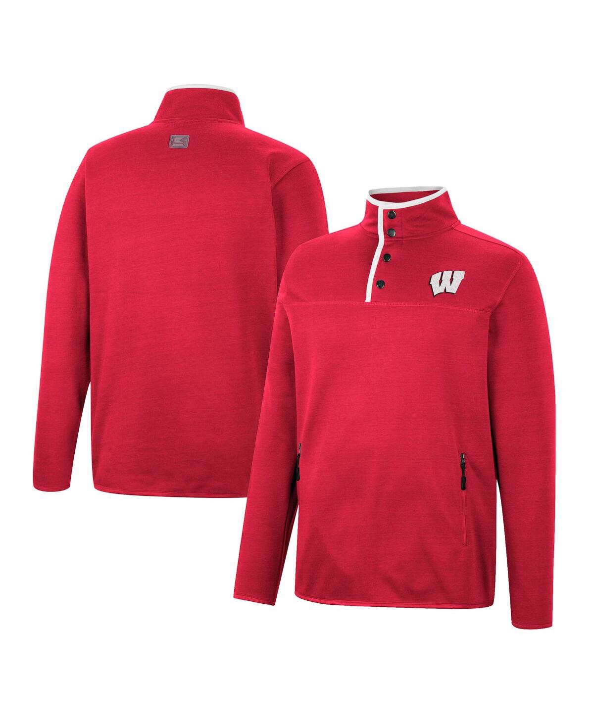 Men's Colosseum Red Wisconsin Badgers Rebound Quarter-Snap Jacket - Red