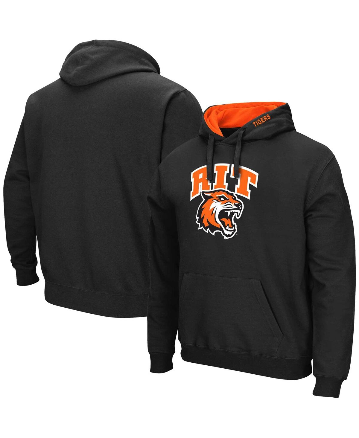 Colosseum Men's  Black Rochester Institute Of Technology Tigers Arch & Logo Pullover Hoodie In Black