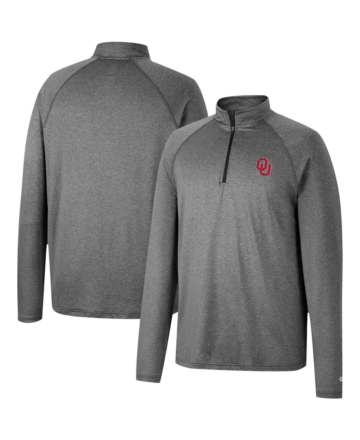 Colosseum Men's  Heathered Gray Oklahoma Sooners Earth First Raglan Quarter-zip Windshirt In Heathered Gray