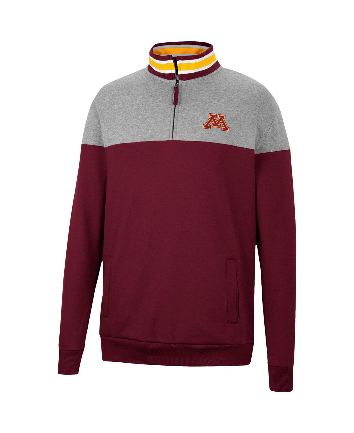 Colosseum Men's  Maroon, Heather Gray Minnesota Golden Gophers Be The Ball Quarter-zip Top In Maroon,heather Gray